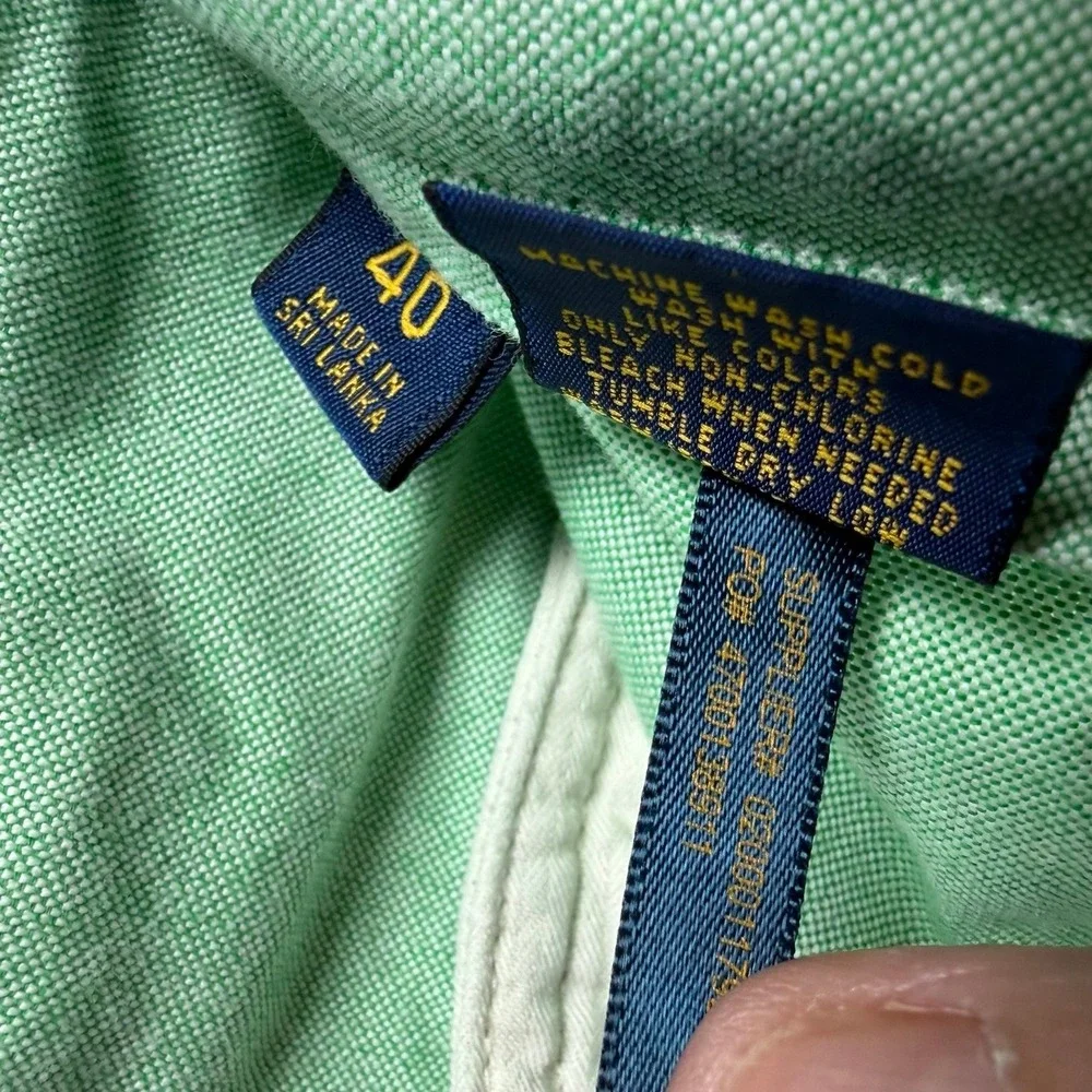 Polo Ralph Lauren Mens Green Oxford Cotton Classic Fit Shorts Size 40 Flat Front